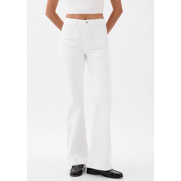 GAP High Rise '70s Flare Jeans Denim Optic White Women's Size 18 - Picture 2 of 13